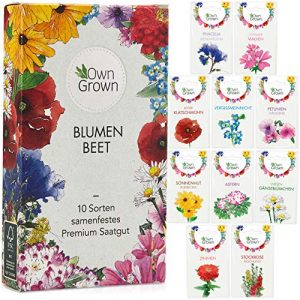 Blumen Samen für Garten und Balkon: 10 Sorten Premium Blumensamen Tütchen als Pflanzensamen Set