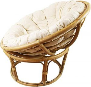Dekoleidenschaft Papasan-Sessel aus Rattan, braun, inkl. Kissen