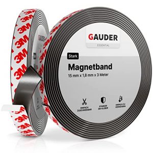 GAUDER Magnetband stark selbstklebend I Magnetstreifen I Magnetklebeband (3m)