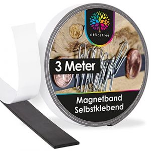 OfficeTree 3 Meter Magnetband Selbstklebend Stark - Selbstklebende Magnetstreifen