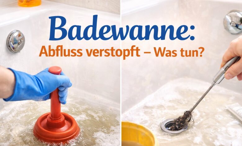 Badewanne Abfluss verstopft [Bild mit Hilfe von KI erstellt]
