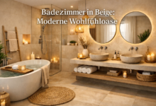 Badezimmeroase in warmem Beige