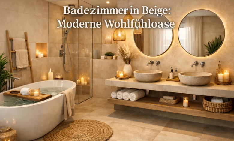 Badezimmeroase in warmem Beige [Bild mit Hilfe von KI erstellt]