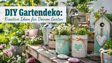 DIY Gartendeko im sonnigen Garten