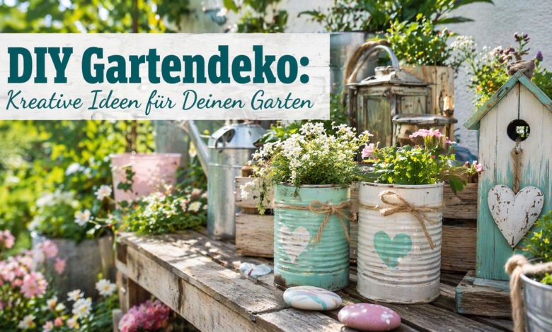 DIY Gartendeko im sonnigen Garten