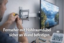 Fernseher mit Hohlraumduebel sicher an Wand befestigen