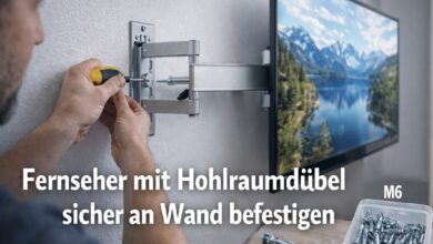 Fernseher mit Hohlraumduebel sicher an Wand befestigen