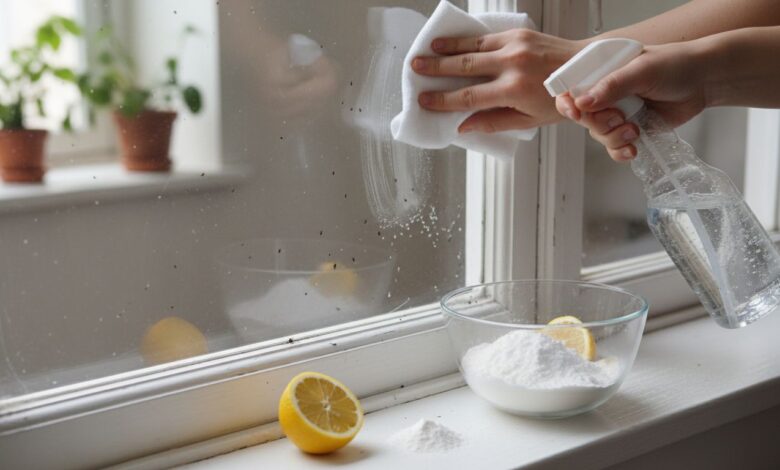 Fliegendreck vom Fenster und Fensterbrett entfernen