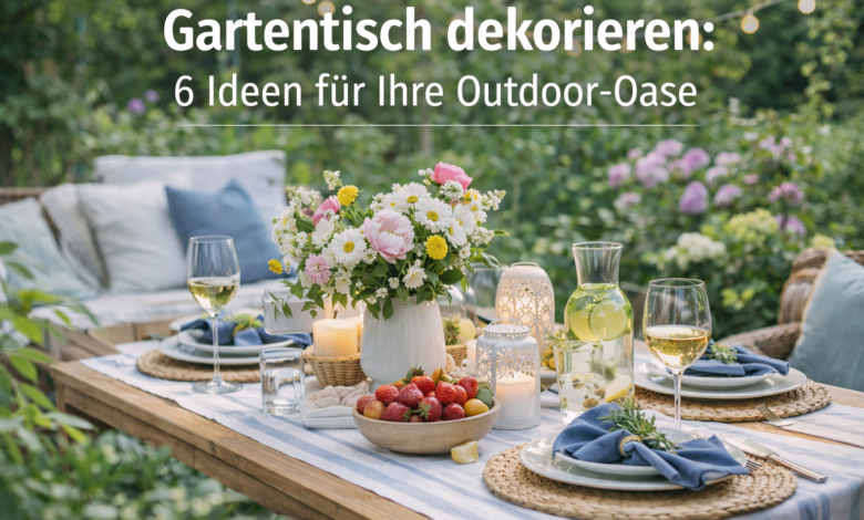 Gartentisch für den Sommer dekorieren