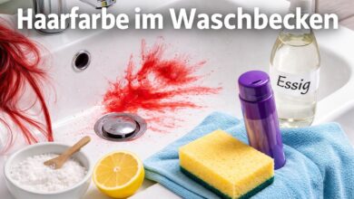 Haarfarbe im Waschbecken