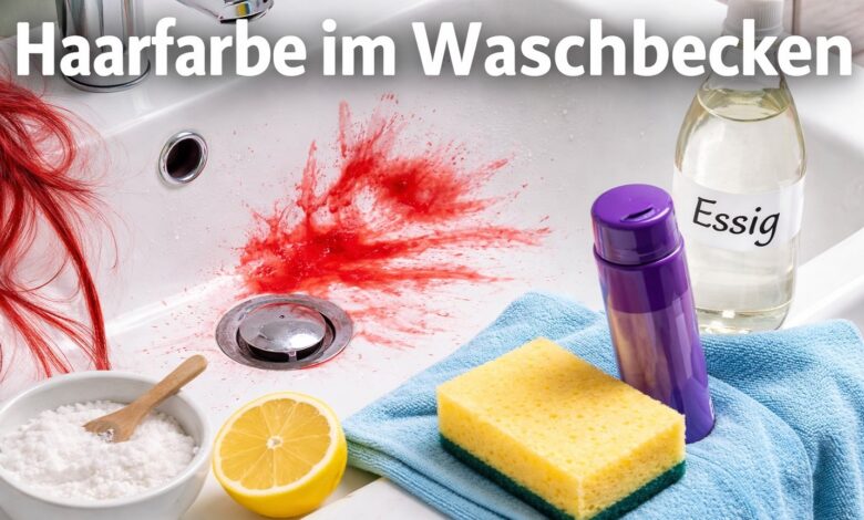 Haarfarbe im Waschbecken