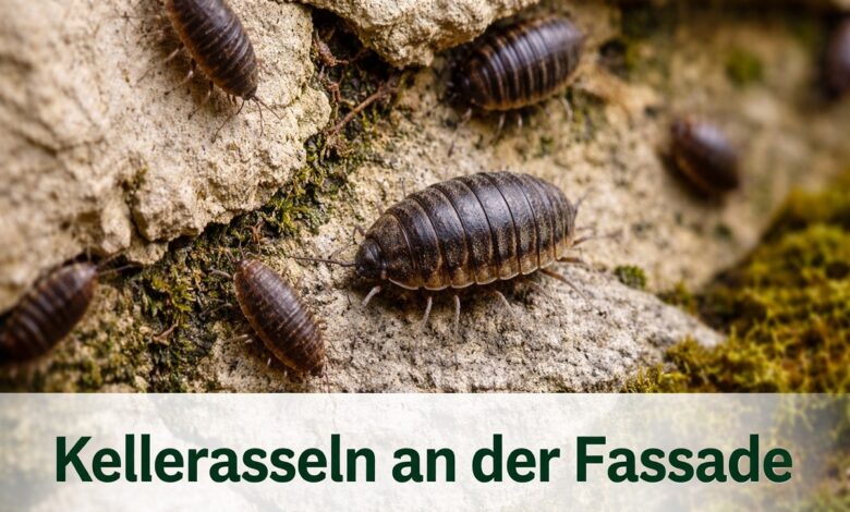 Kellerasseln an der Fassade