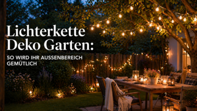 Lichterkette Deko Garten [Bild mit Hilfe von KI erstellt]