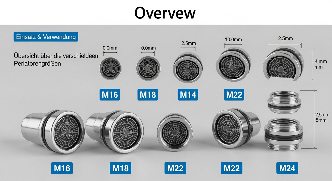 Perlator Größen – M16, M18, M22, M24 – Einsatz & Verwendung