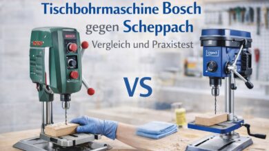 Tischbohrmaschine Bosch gegen Scheppach Vergleich und Praxistest