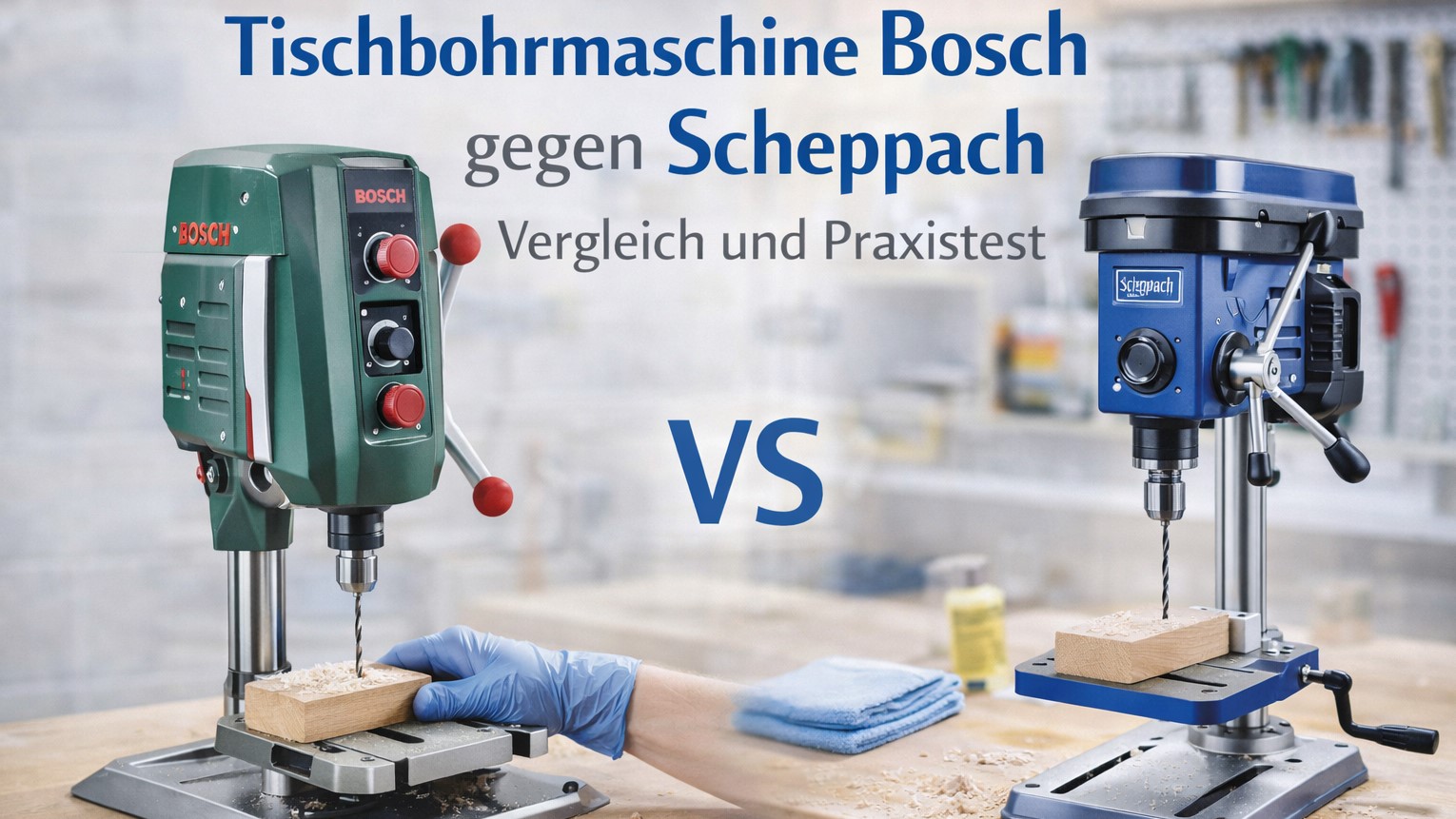 Tischbohrmaschine Bosch gegen Scheppach Vergleich und Praxistest
