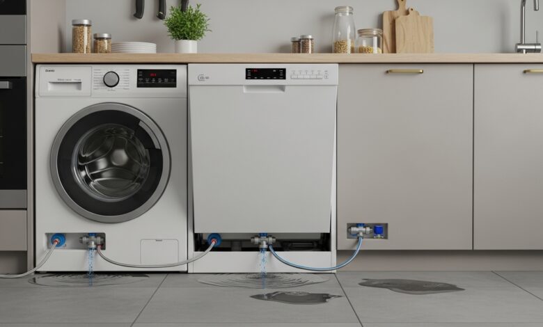 Zahlt die Hausratversicherung wenn Waschmaschine oder Spuelmaschine ohne Aquastop undicht wird [Bild mit Hilfe von KI erstellt]