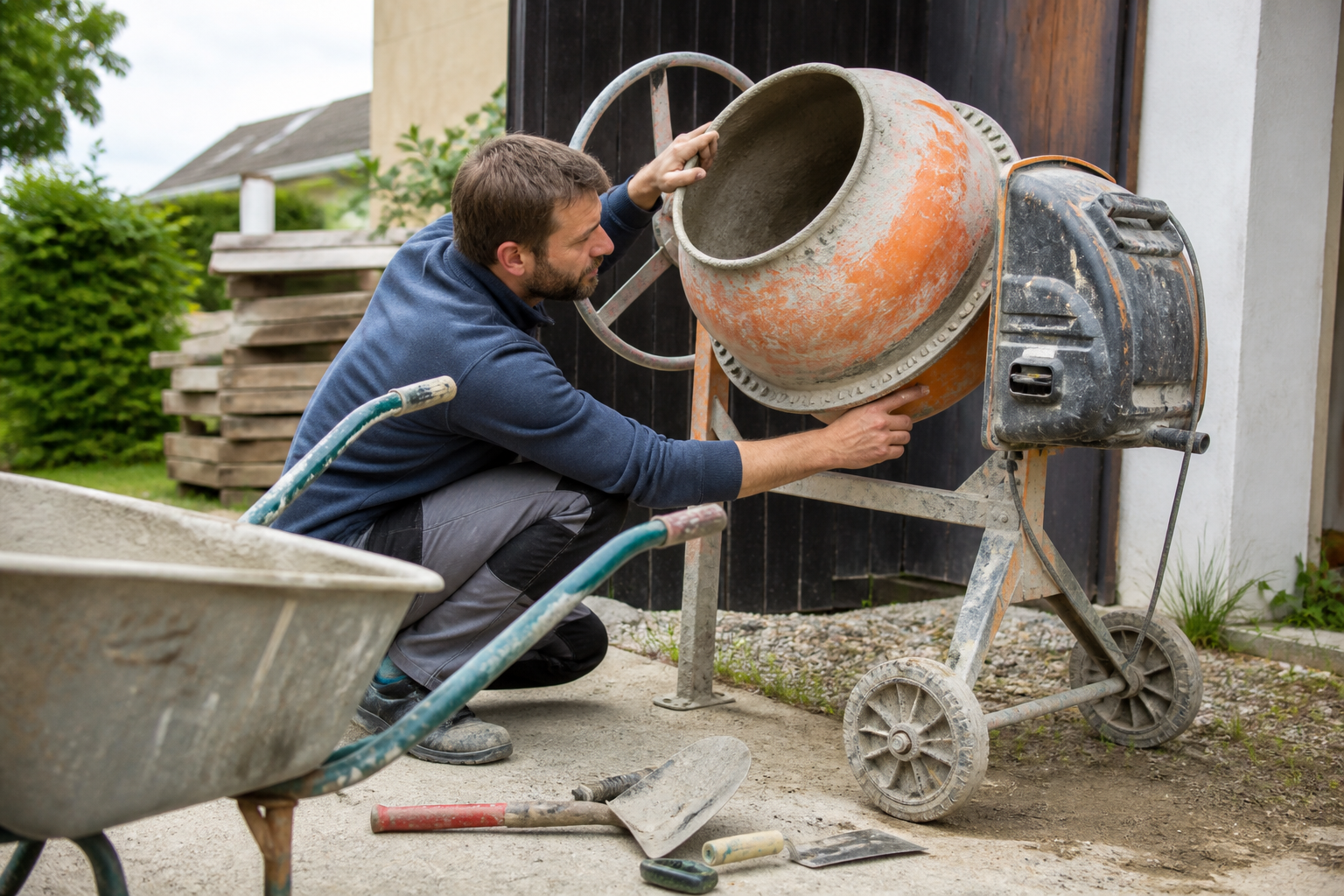 Betonmischer gebraucht kaufen [Bild mit Hilfe von KI erstellt]