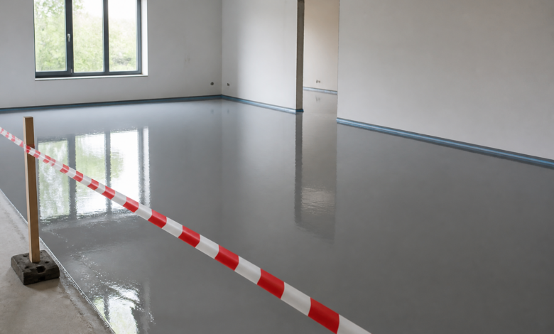 Epoxidharzboden Aushärtung & Begehbarkeit – [Bild mit Hilfe von KI erstellt]