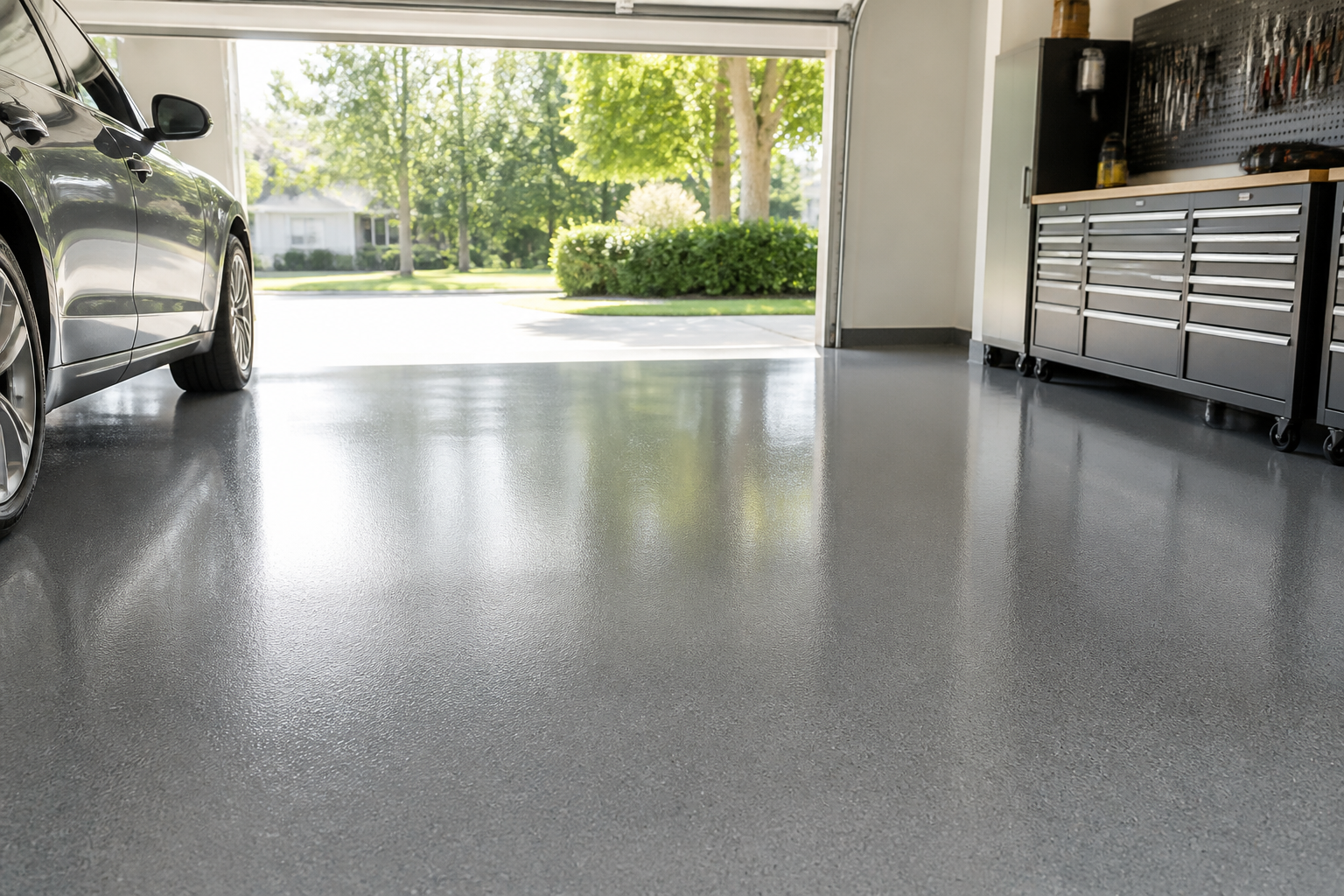 Epoxidharzboden für die Garage: Aufbau und Verarbeitung [Bild mit Hilfe von KI erstellt]