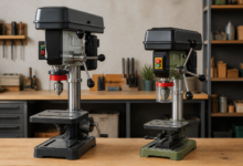 Bosch gegen Parkside – Tischbohrmaschine Vergleich – [Bild mit Hilfe von KI erstellt]